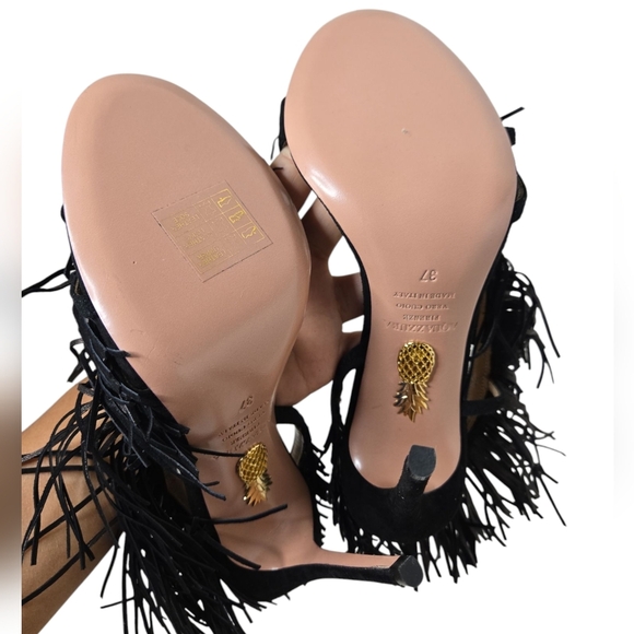 Aquazzurra Wild Fringe Black suede sandals - Picture 9 of 11